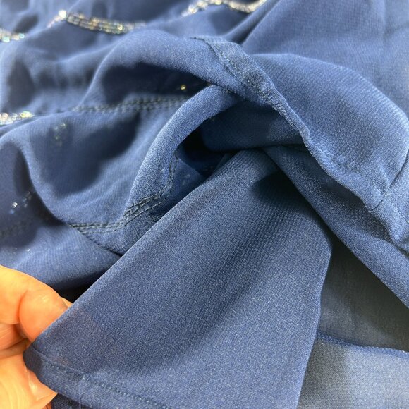 Charming Charlie Navy Blue Beaded Stripe Tank Top Shirt Size Large Lined - Picture 5 of 7